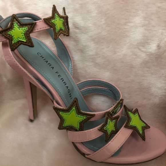 Chiara Ferragni RARE Pink Star strappy Heel Sandal - Picture 3 of 8